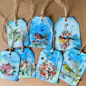 8 Bird Art Thank you Tags
